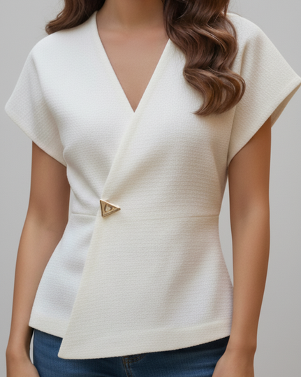 Women V Neck Wrap Blouse