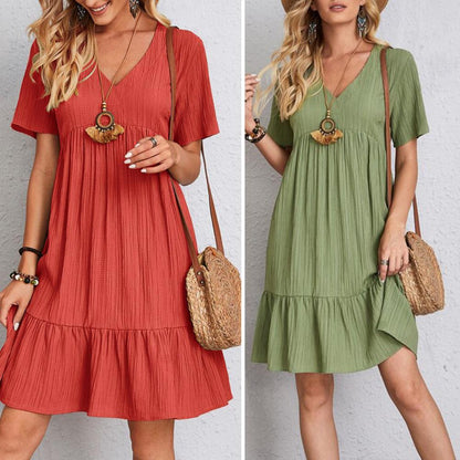 Women's Short Sleeve Belly Cover Dress - VibreMode