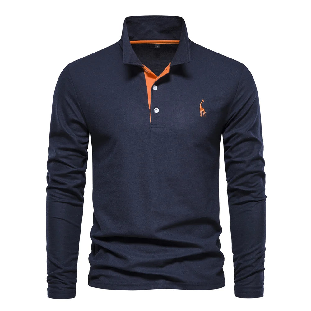 Men's Long Sleeve Polo Jumper Cotton Classic Collar