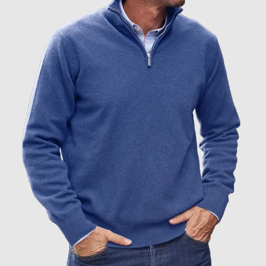 Men's Knit Half-Zip Jumper Ribbed Cuffs