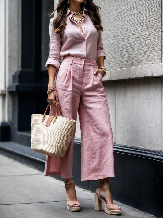Women's Casual Crop Pants and Top Set - VibreMode