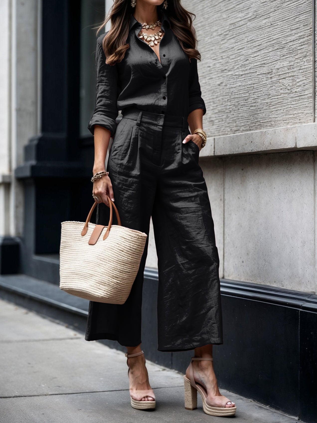 Women's Casual Crop Pants and Top Set