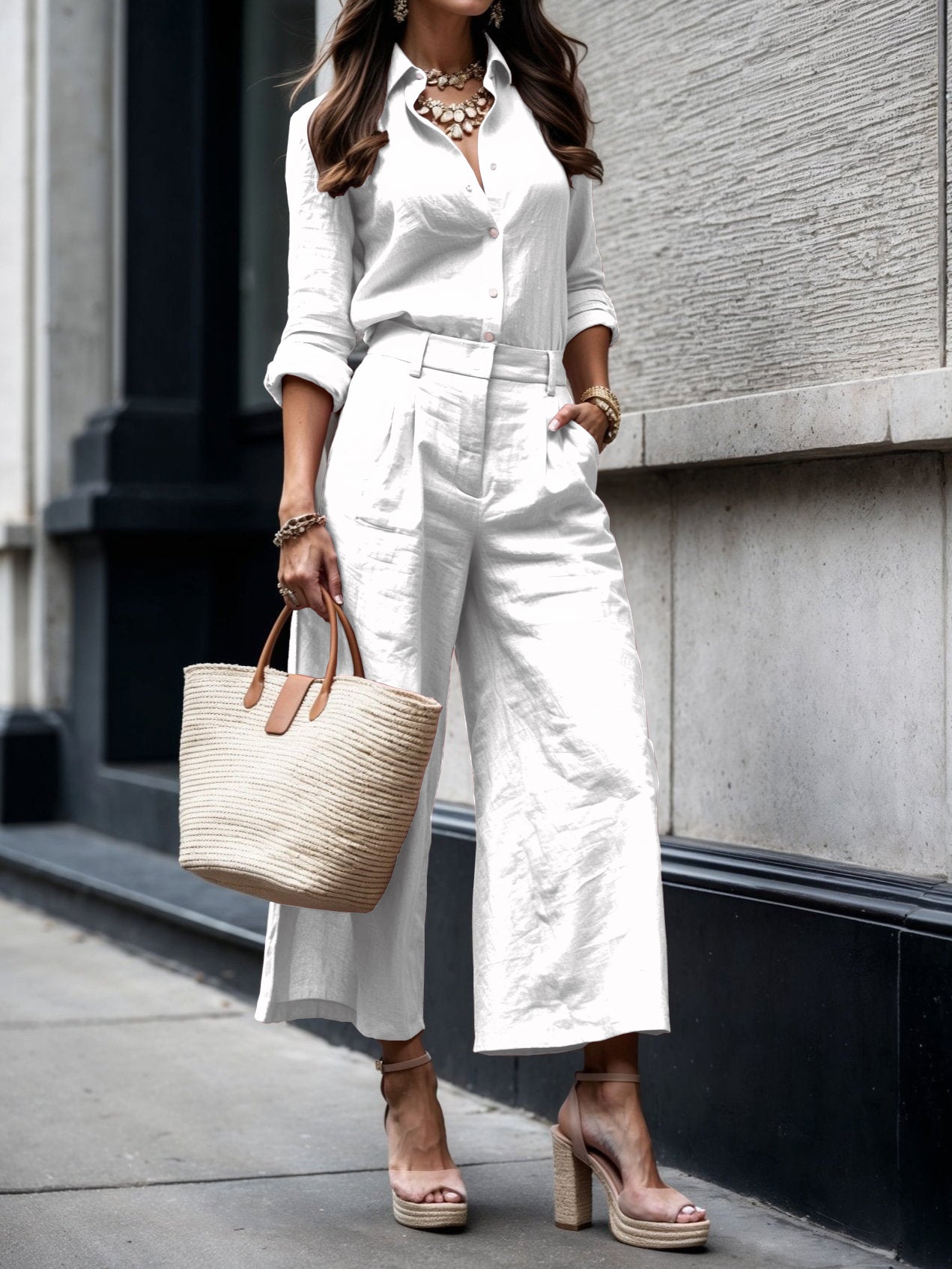 Women's Casual Crop Pants and Top Set