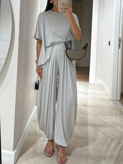 Relaxed Fit Blouse and Palazzo Pants Set