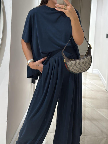 Women's Relaxed Fit Two Piece Set Palazzo Pants