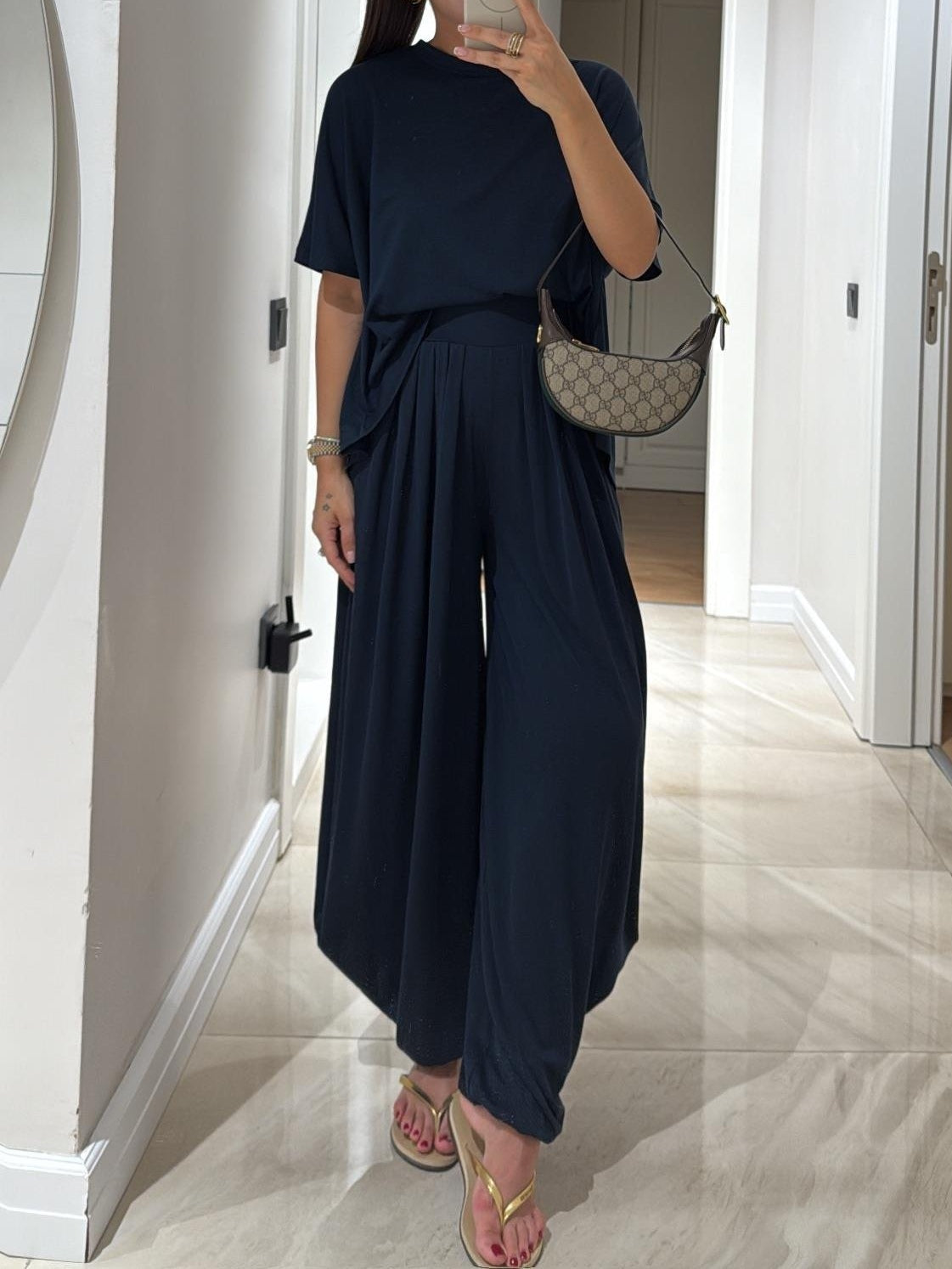 Relaxed Fit Blouse and Palazzo Pants Set