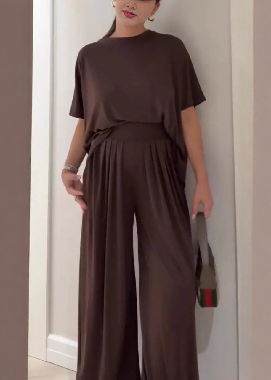 Relaxed Fit Blouse and Palazzo Pants Set - VibreMode