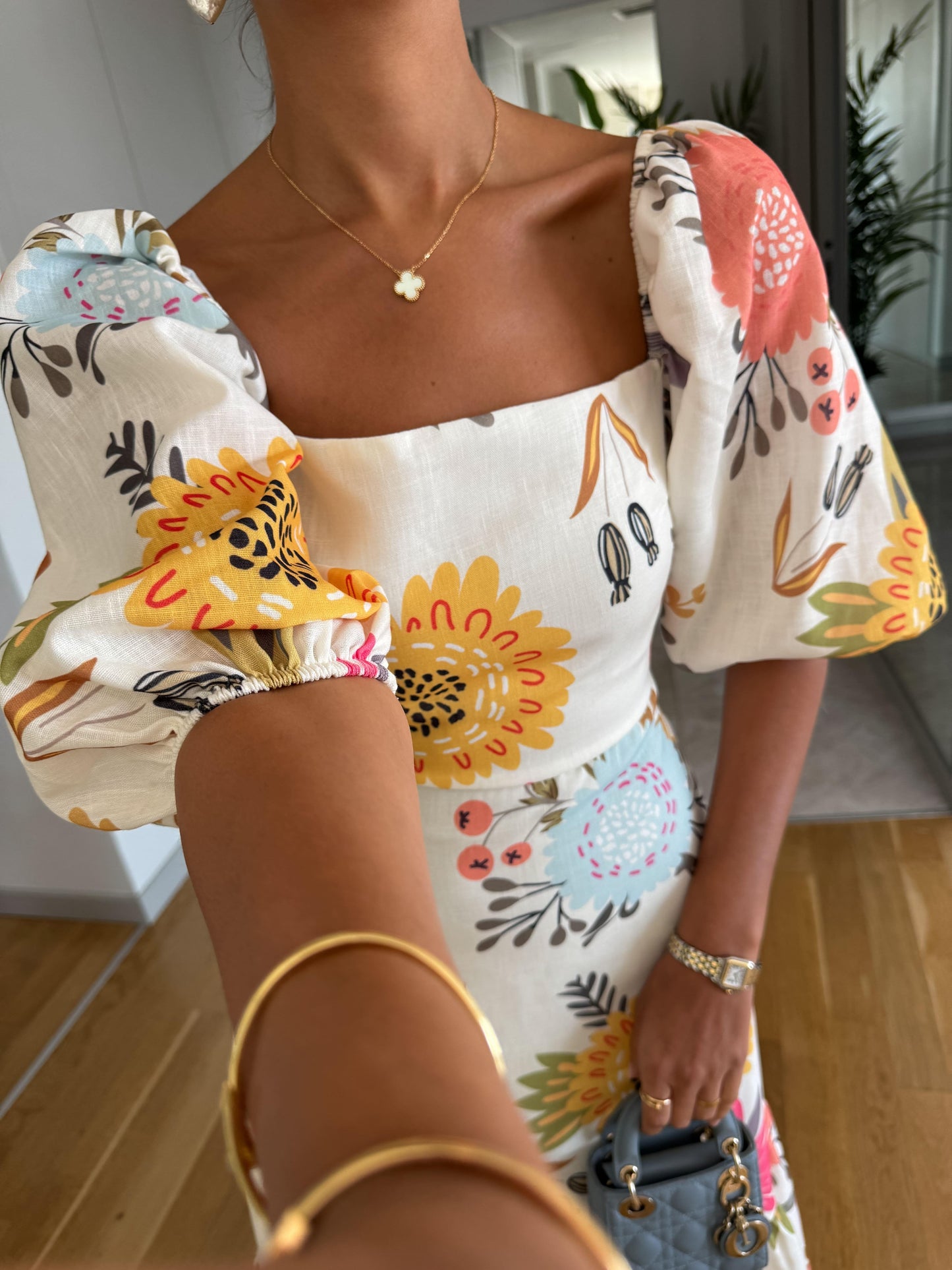 Pretty Ruffled Cap Sleeve Mid Length Dress