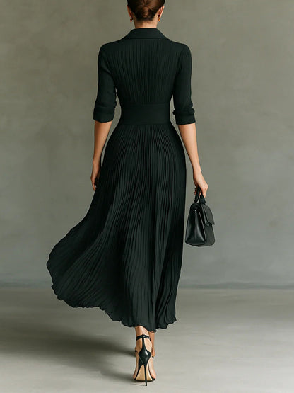 Lindsay | Chic Ruffled Neckline Floor Length Dress