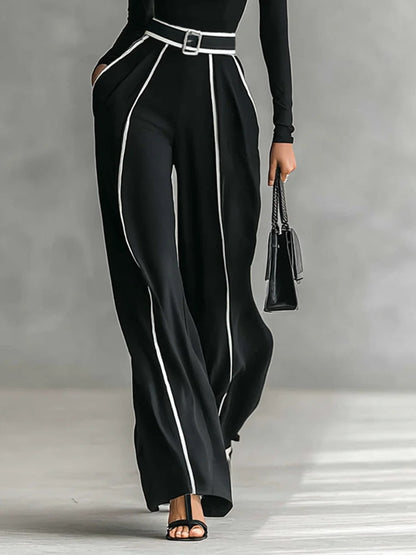 Women's High Neck Wide Leg Pants Set
