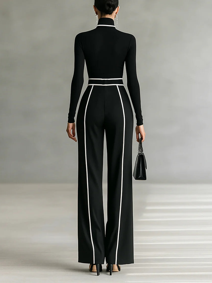 Elegant High Neck Jumpsuit with Wide Leg Pants