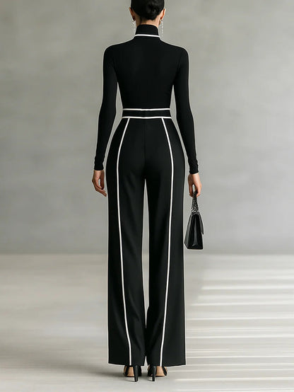 Elegant High Neck Jumpsuit with Wide Leg Pants