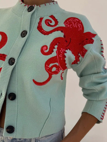 Colorful Octopus Design Sweater