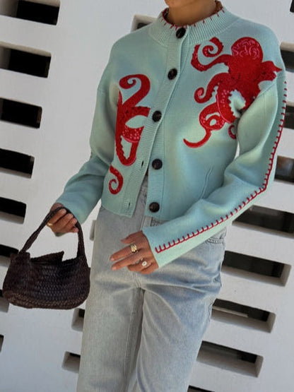 Colorful Octopus Design Sweater