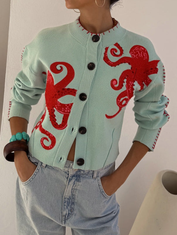 Colorful Octopus Design Sweater - VibreMode