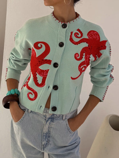 Women's Octopus Pattern Cardigan - VibreMode