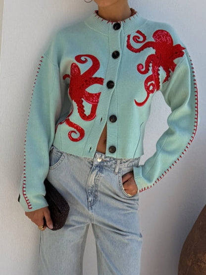 Colorful Octopus Design Sweater