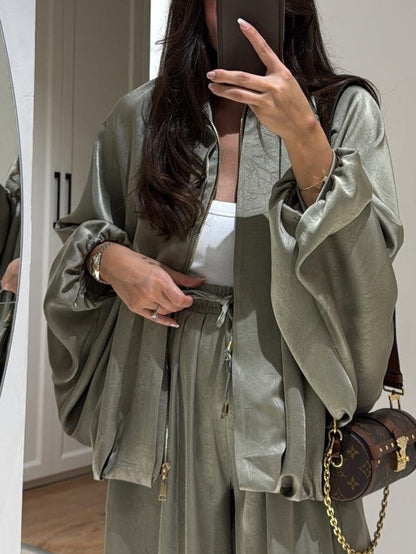 Relaxed Fit Tracksuit Jacket and Pants Set