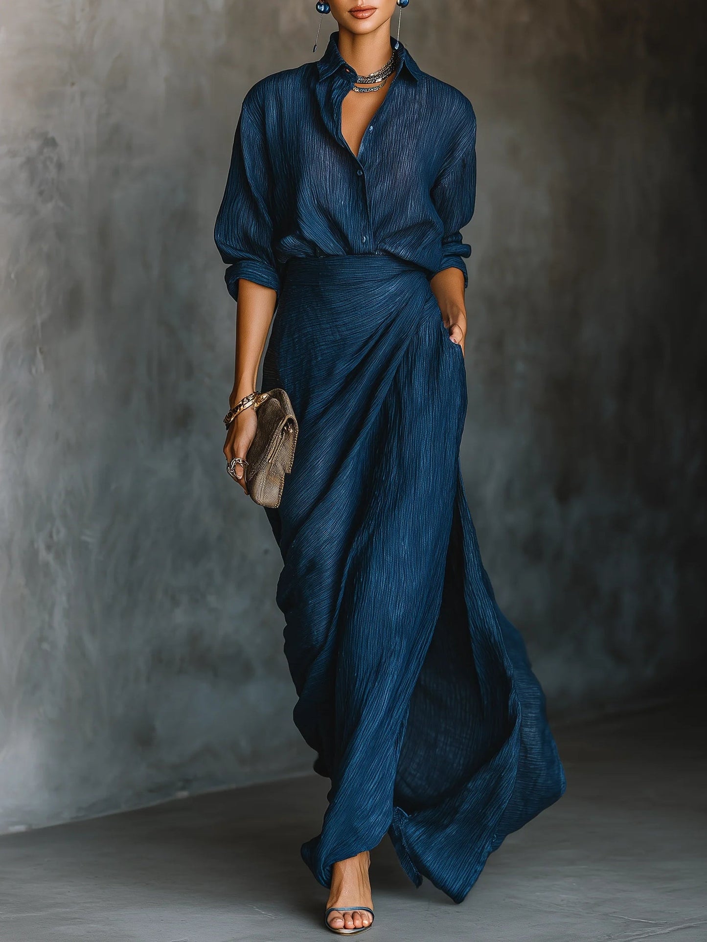 Stylish Women's Shirt and Maxi Skirt Set - VibreMode