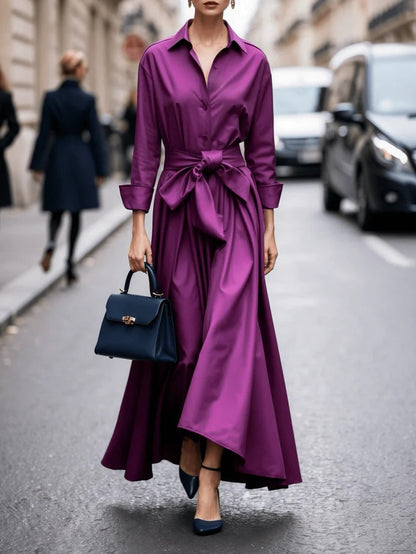 Beautiful Floor Length Maxi Dress with Tie Waist - VibreMode