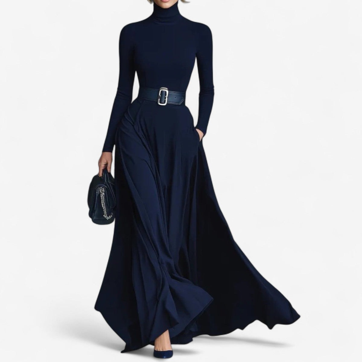 Women's High Neck Maxi Dress - VibreMode