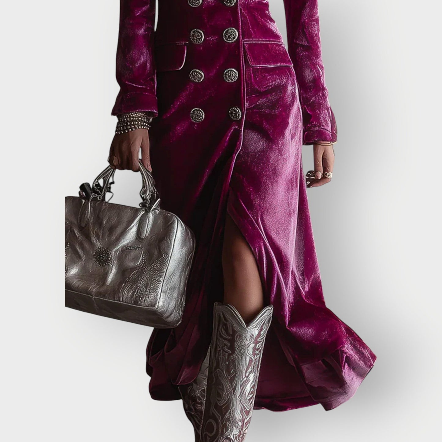 Plush Velvet Floor Length Evening Dress