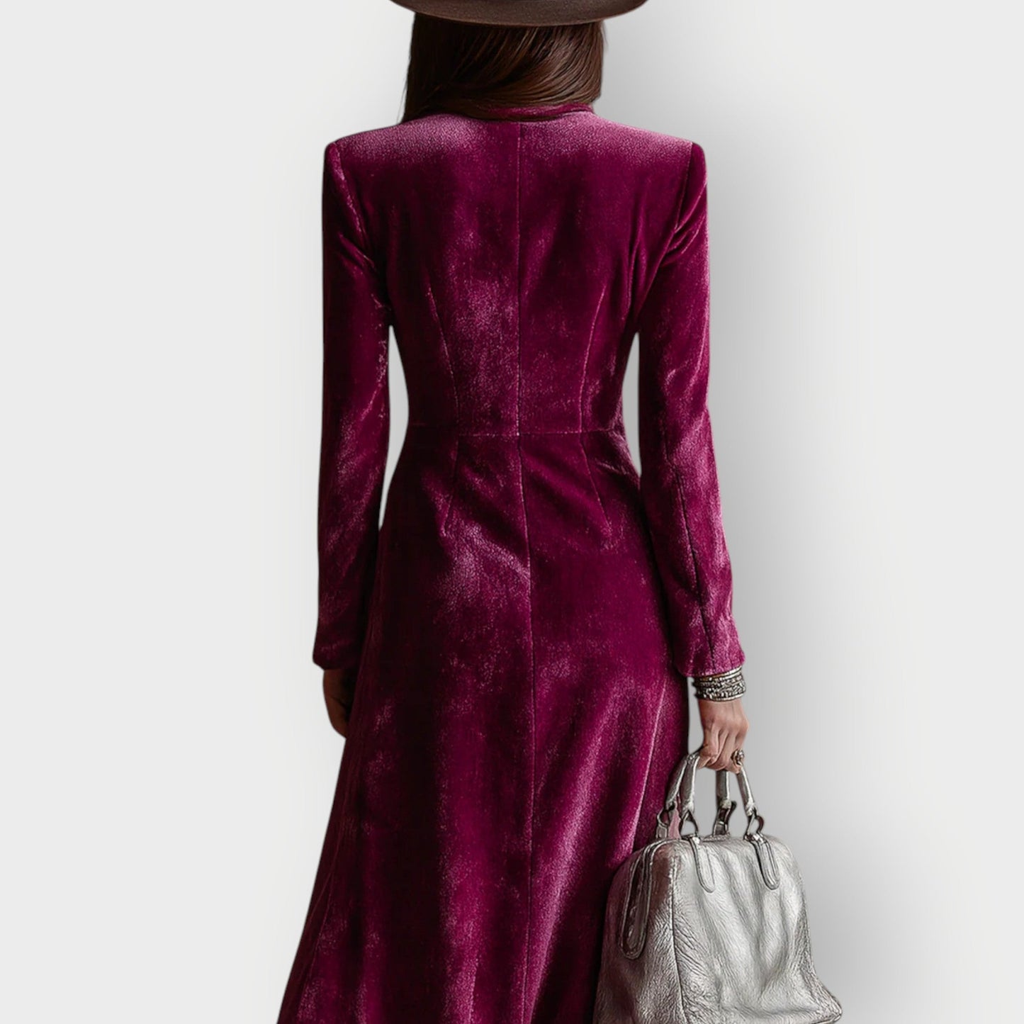 Plush Velvet Floor Length Evening Dress