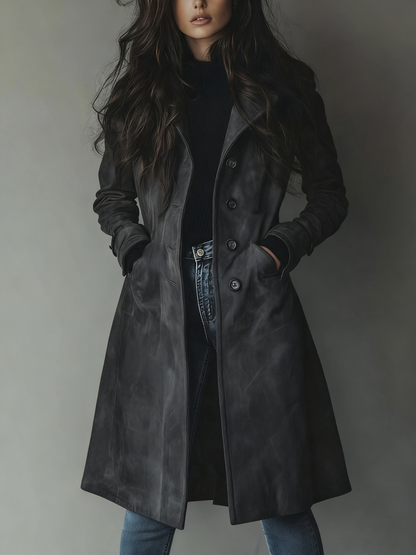 Classic Fit Ladies Long Button Coat