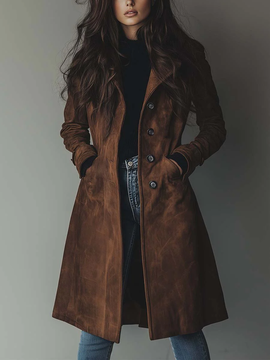 Classic Fit Ladies Long Button Coat
