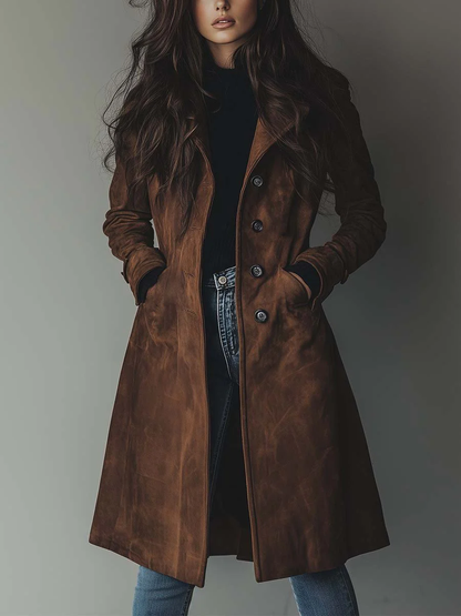 Classic Fit Ladies Long Button Coat