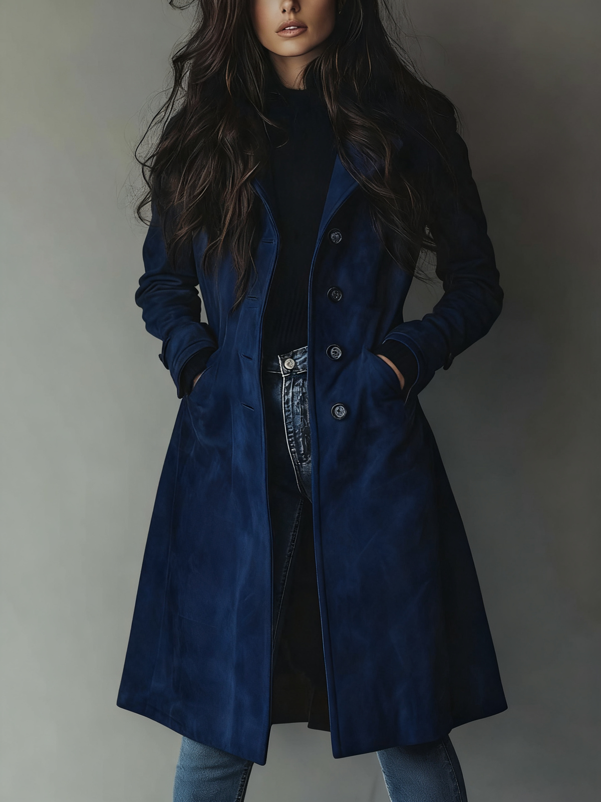 Classic Fit Ladies Long Button Coat