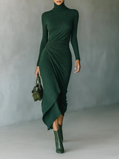 Flowy Neckline Knee Length Dress