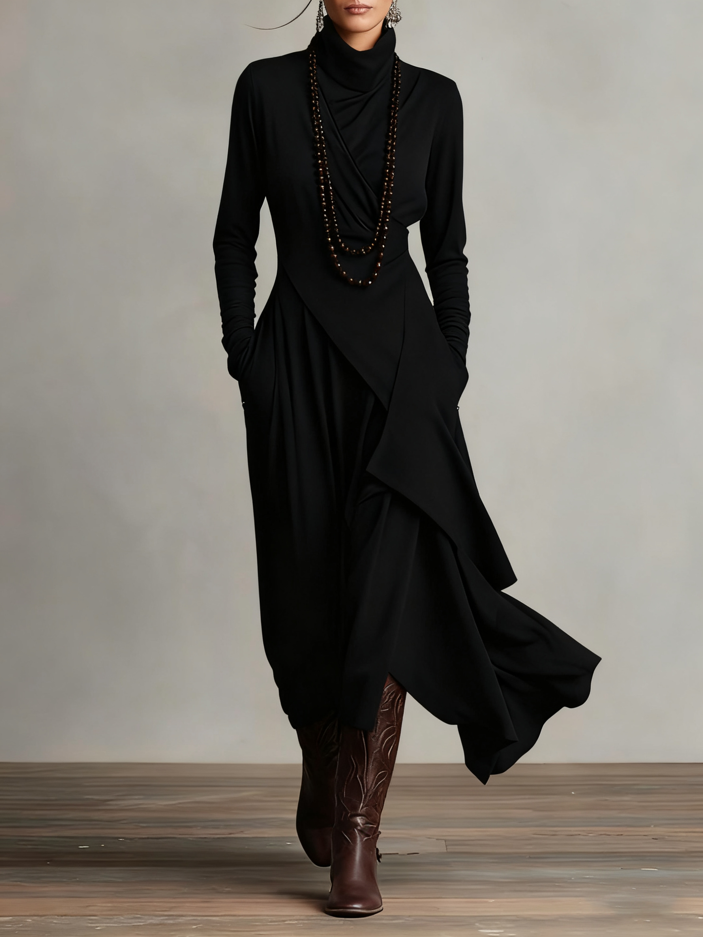 Chic Uneven Hem Midi Dress