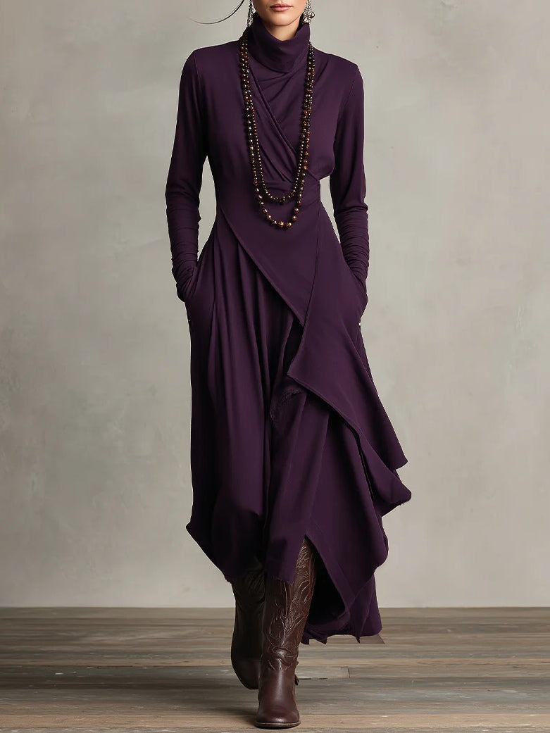 Chic Uneven Hem Midi Dress - VibreMode