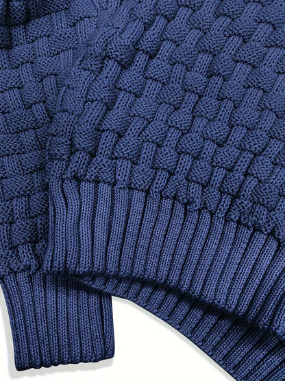Men's Textured Knit Sweater Shawl Collar Buttons Beige