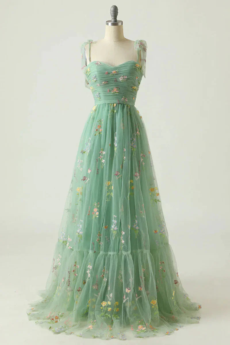 Women's Embroidered Tulle Ball Gown - VibreMode