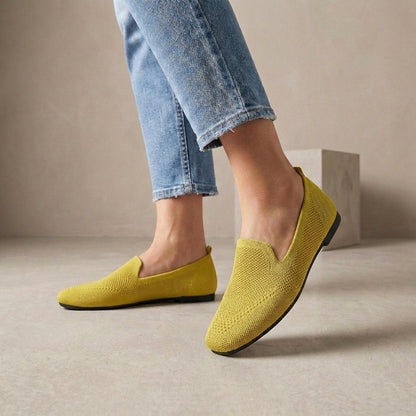 Women's Knit Slip-On Flats Lightweight Breathable Beige
