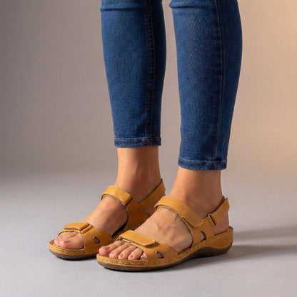 Adjustable Strap Sandals Cushioned Sole Comfortable Brown