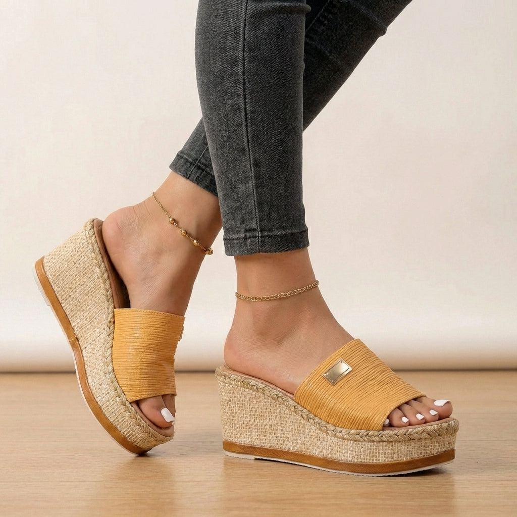 Women's Espadrille Wedge Sandals Textured Strap