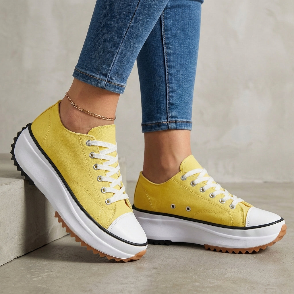 Orthopedic Platform Sneakers Canvas Contrast Toe Cap