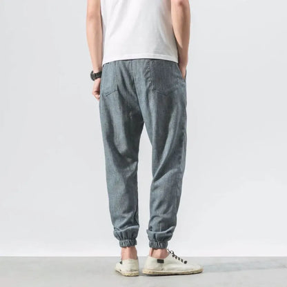 Men's Cotton Linen Pants Lightweight Beige