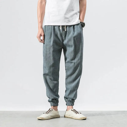Men's Cotton Linen Pants Lightweight Beige