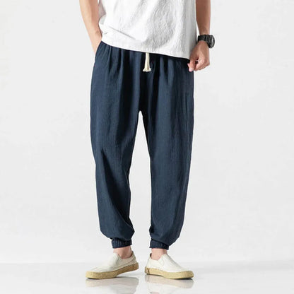 Men's Cotton Linen Comfort Pants Lightweight Beige