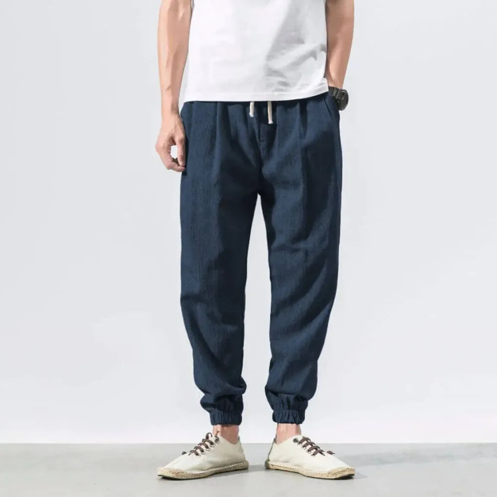 Men's Cotton Linen Comfort Pants Lightweight Beige
