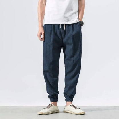 Men's Cotton Linen Comfort Pants Lightweight Beige