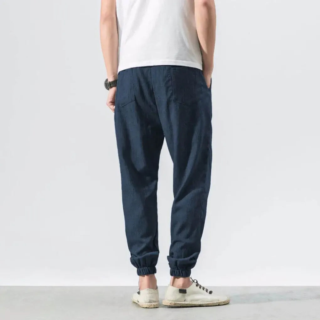 Men's Cotton Linen Pants Lightweight Beige