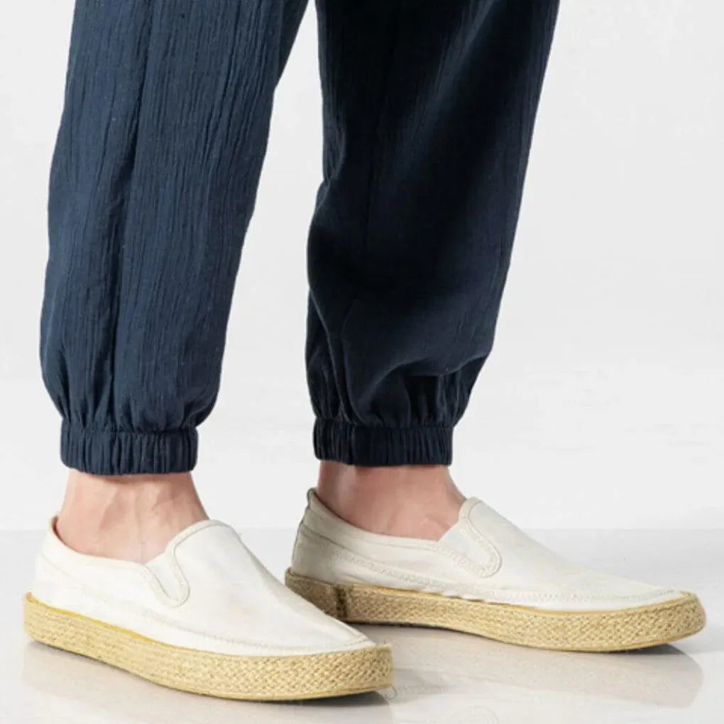 Men's Cotton Linen Comfort Pants Lightweight Beige