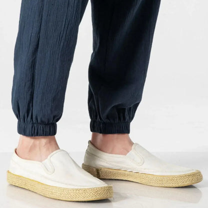 Men's Cotton Linen Comfort Pants Lightweight Beige