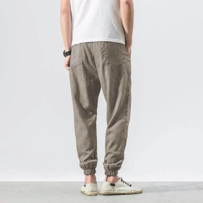 Men's Cotton Linen Comfort Pants Lightweight Beige