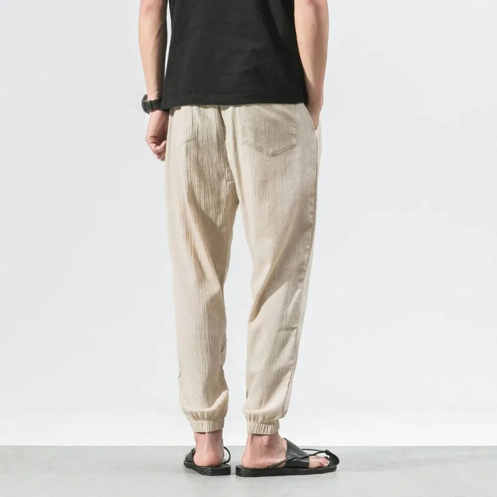 Men's Cotton Linen Comfort Pants Lightweight Beige